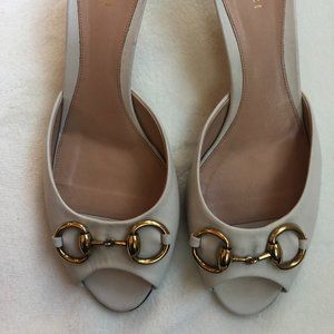 Gucci Ivory Kitten-Heeled Slip-Ons